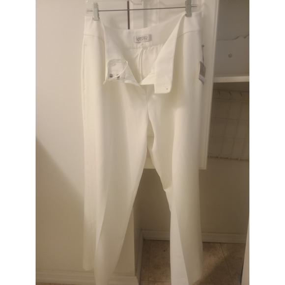 Kasper Pants - Kasper Women's Dress Pants white Front Crease Wide Leg Dress NWT Size 14P